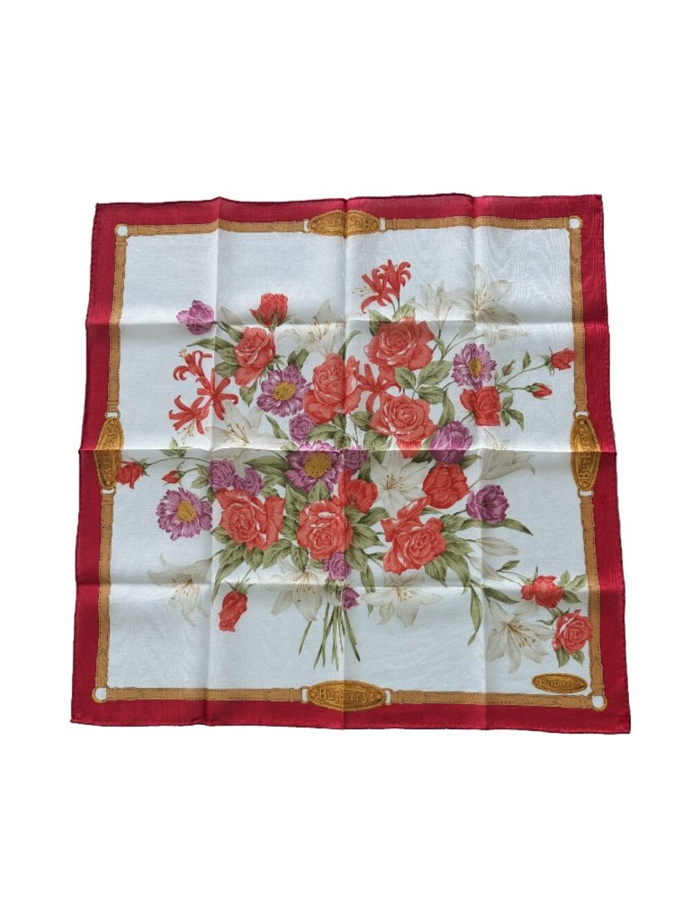 Vintage Burberrys Cotton Scarf Floral Bouquet